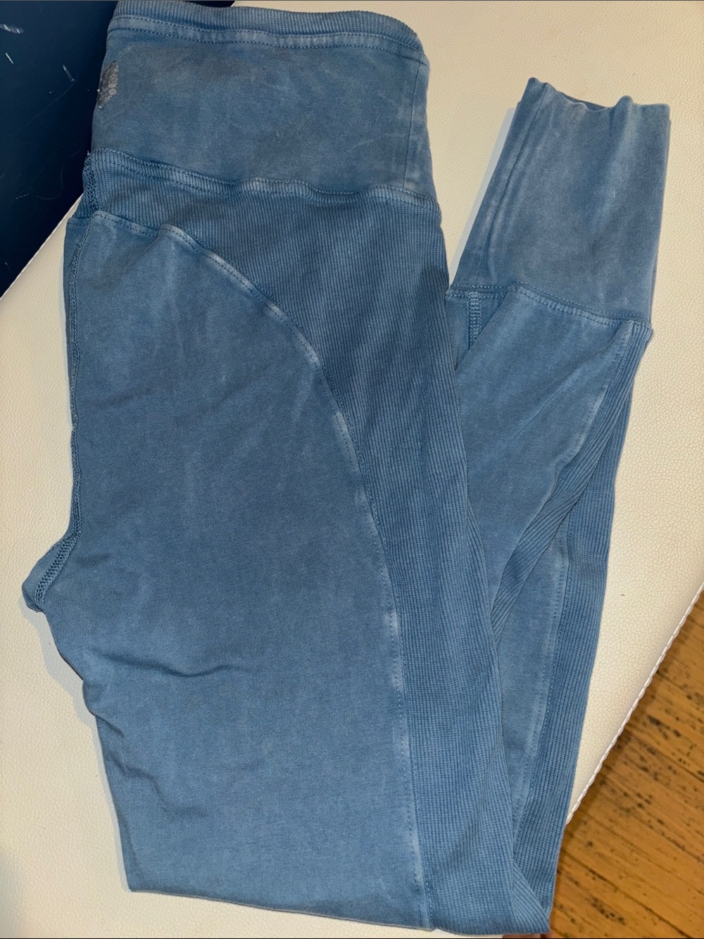 Women's Free People Movement Blue Cotton Leggings/Joggers with Ribbed Detailing